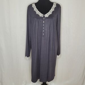 Eileen West Blue Sweater Knit Mid-Length Long Sleeve Ballet Nightgown - Size L